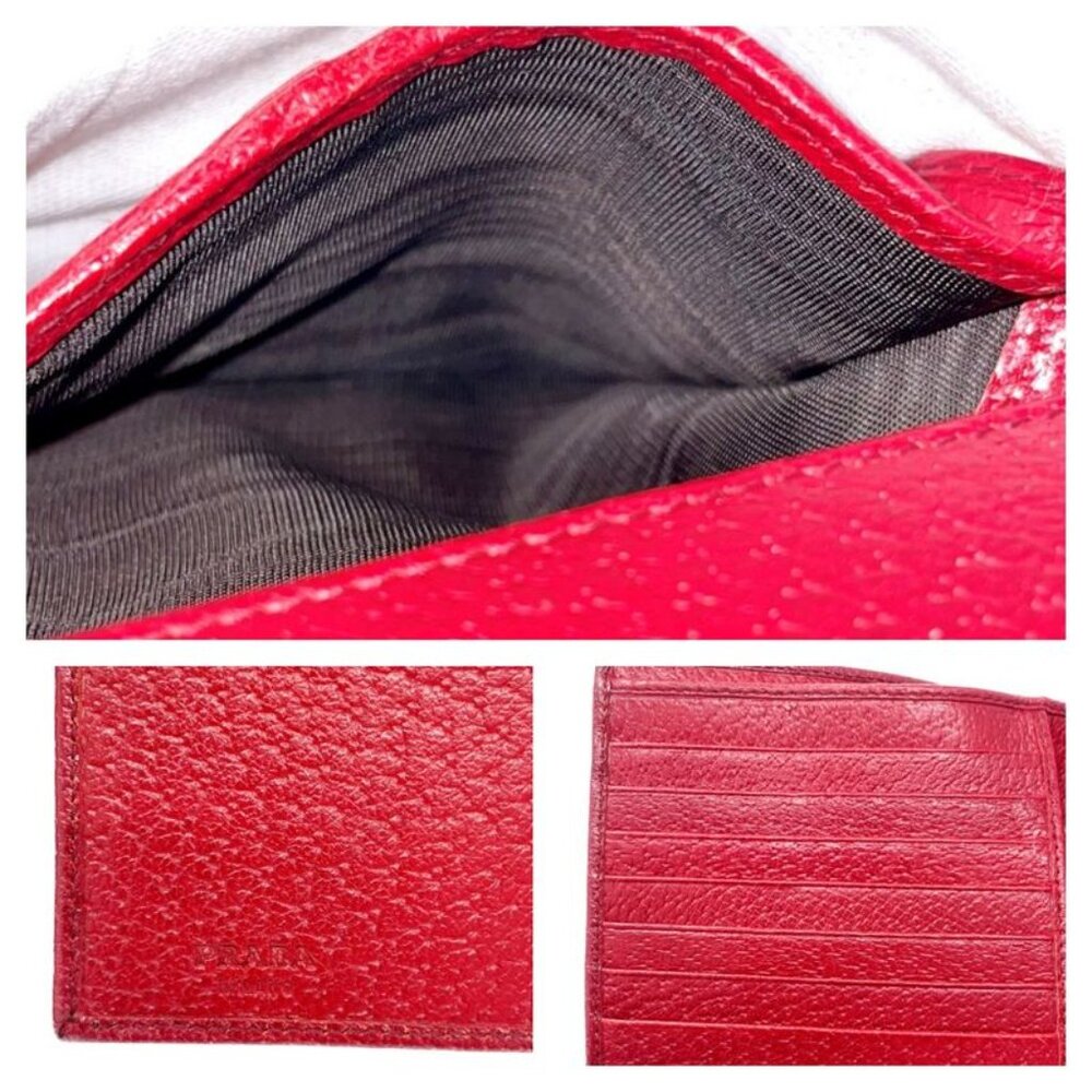 Prada Leather Trifold Wallet Red Trifold Wallet - Picture 8 of 8